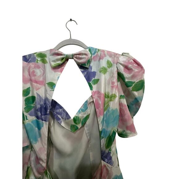 Jessica McClintock for Gunne Sax Pastel Floral Backless Dress Size 14 80s 90s - Picture 7 of 12